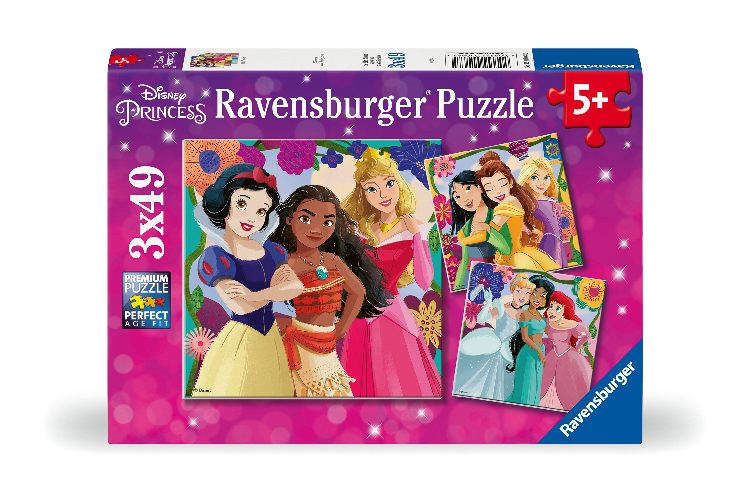פאזל 3X49 נסיכות מדיסני Ravensburger - 49 חלקים, בניםבנות