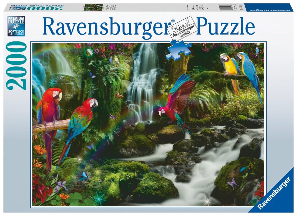 פאזל 2000 חל' תוכים ביער ומפלים Ravensburger - 2000 חלקים ומעלה, Ravensburger