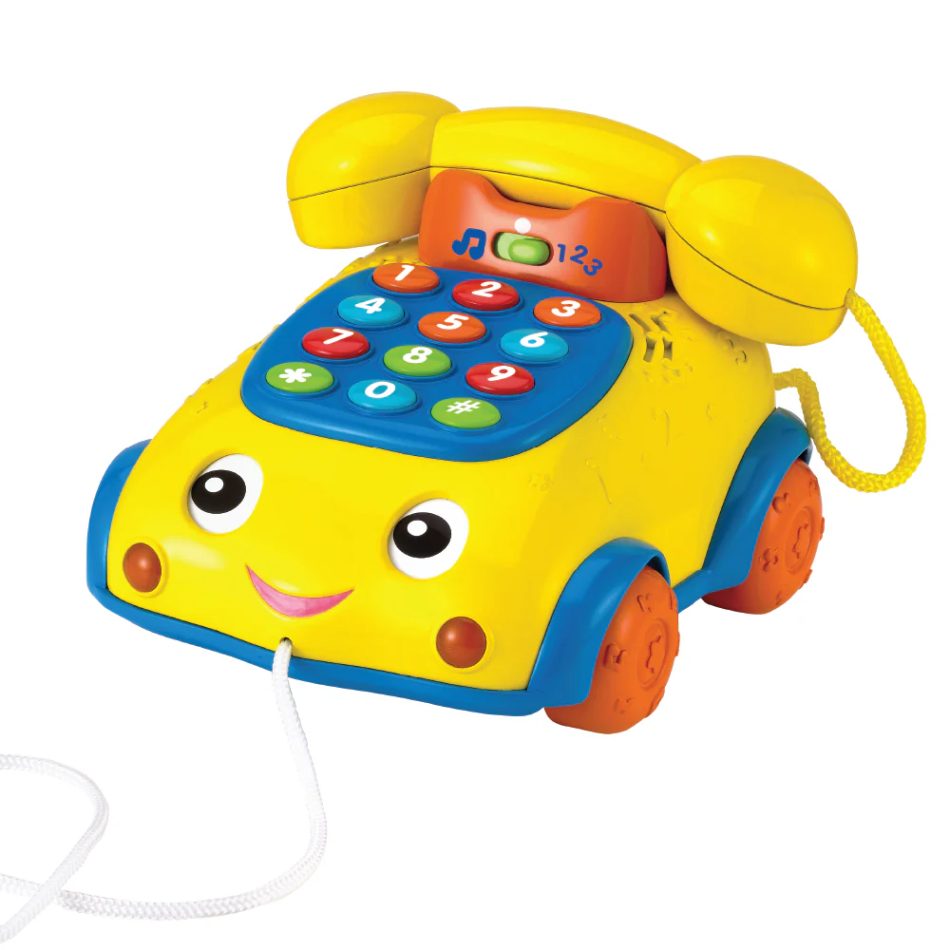 טלפון נגרר מנגן צהוב - Iam toys, משחקי התפתחות לתינוקות