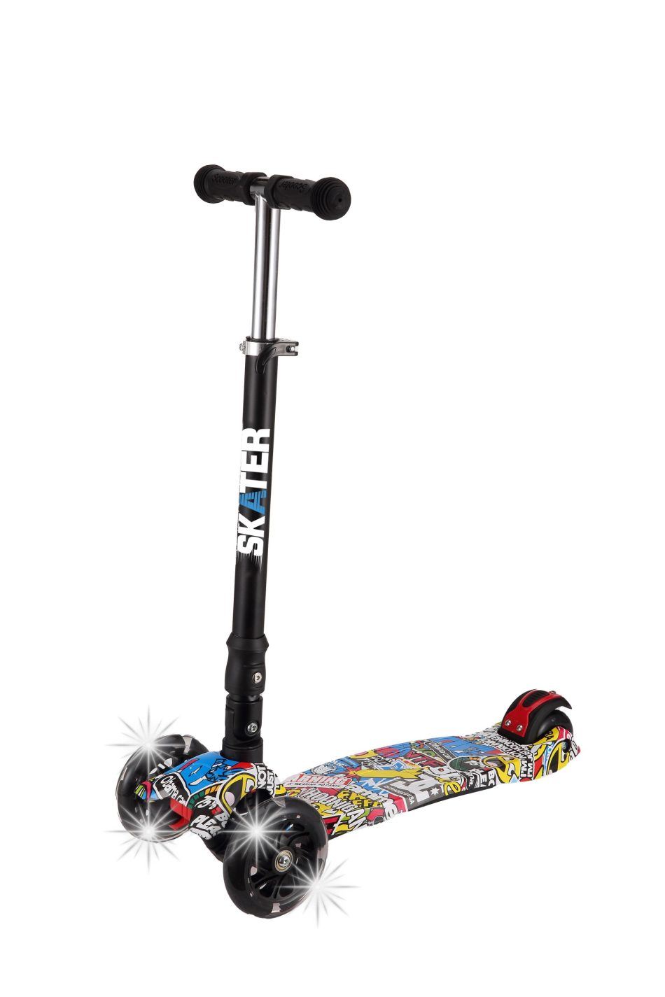 קורקינט 3 גלגלים גרפיטי עם אורות מתקפל Graffit Cool Scooter - קורקינט וספידר