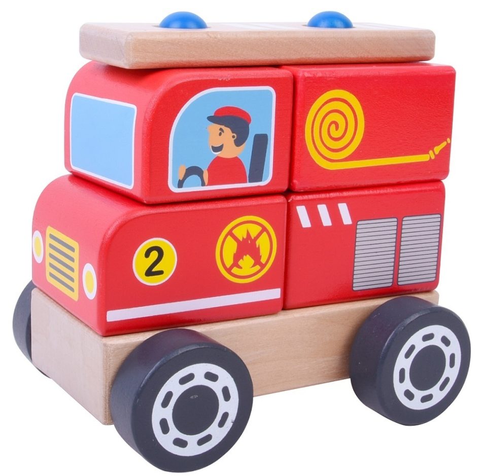 כבאית פרוק והרכבה מעץ Pit toys - הרכבות ופאזלים לפעוטות, משחקי עץ