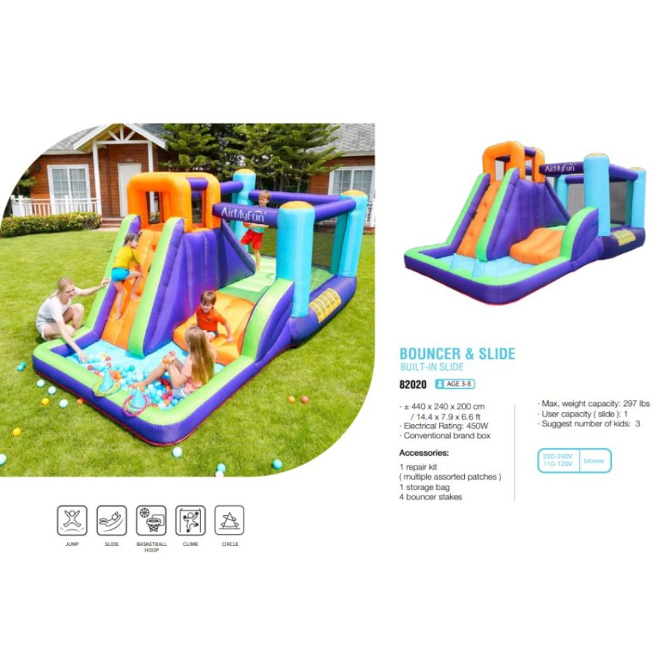 מתקן קפיצה מתנפח מגלשה וקיר טיפוס 82020 AirMyFun - N.S.N SPORT, מתקנים מתנפחים ופארקי מים