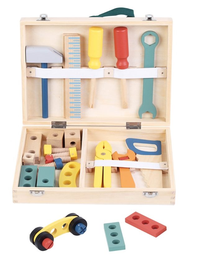 מזוודת כלי עבודה מעץ Pit toys - כמו גדולים, משחקי עץ