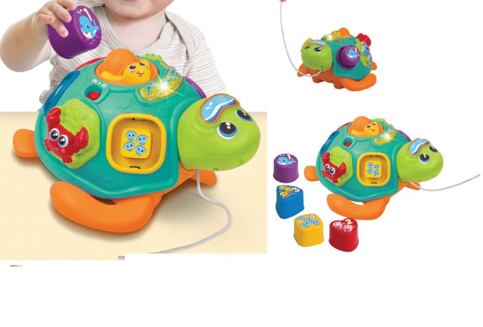 צב גרירה והתאם צורה אור וצליל Winfun - Iam toys, משחקי התפתחות לתינוקות
