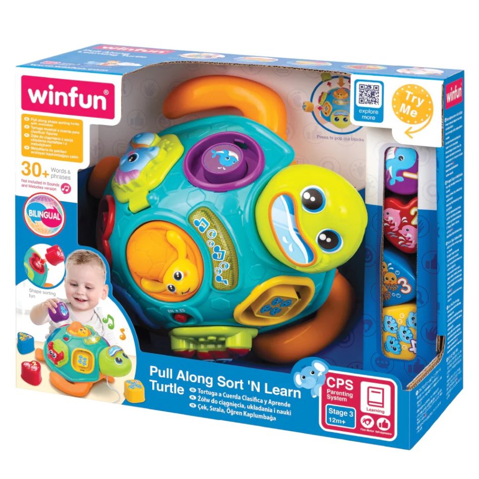 צב גרירה והתאם צורה אור וצליל Winfun - Iam toys, משחקי התפתחות לתינוקות