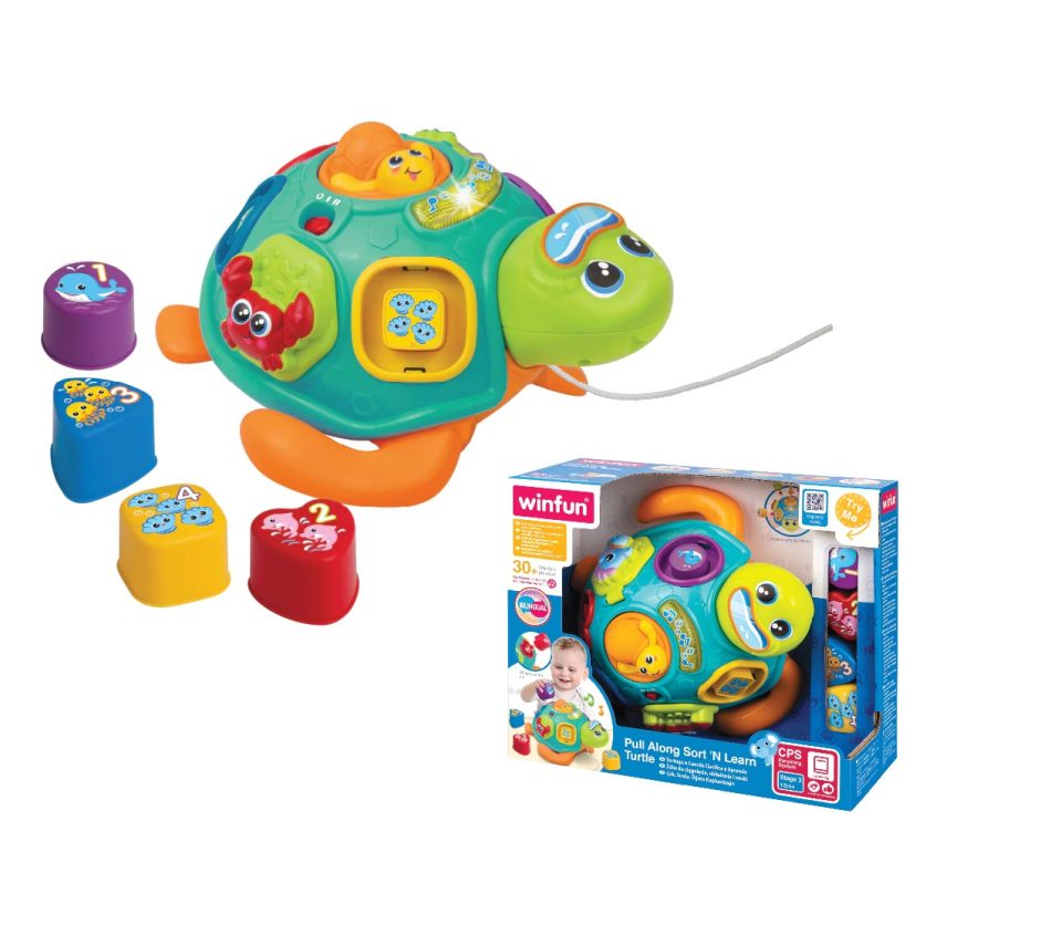צב גרירה והתאם צורה אור וצליל Winfun - Iam toys, משחקי התפתחות לתינוקות