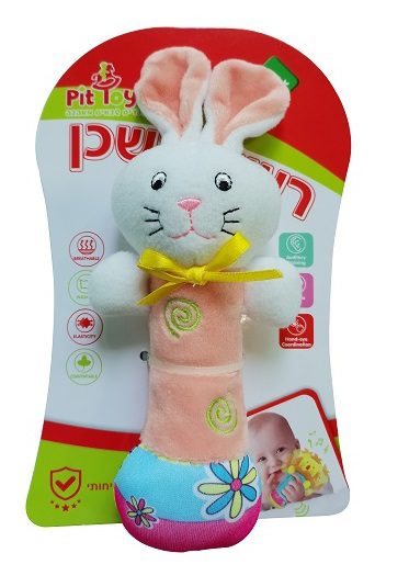 רעשן נשכן בד ארנבת Pit toys - משחקי התפתחות לתינוקות, פיט טויס