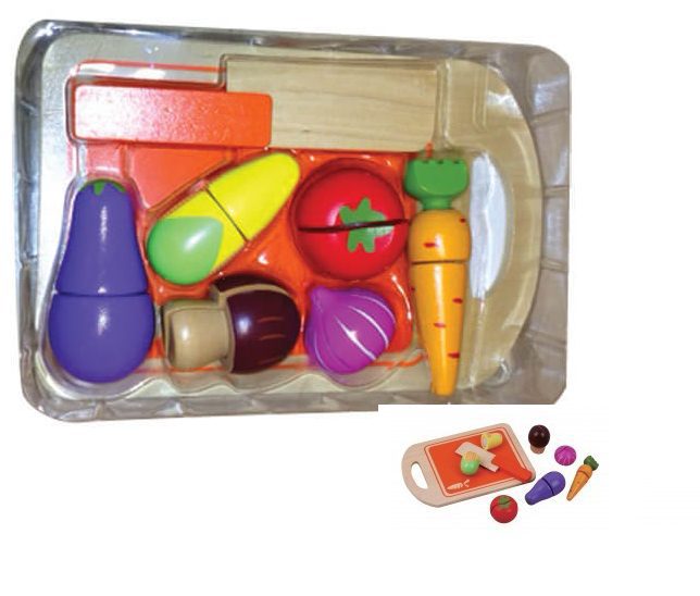 ירקות מעץ ומגש Pit toys - כמו גדולים, פיט טויס