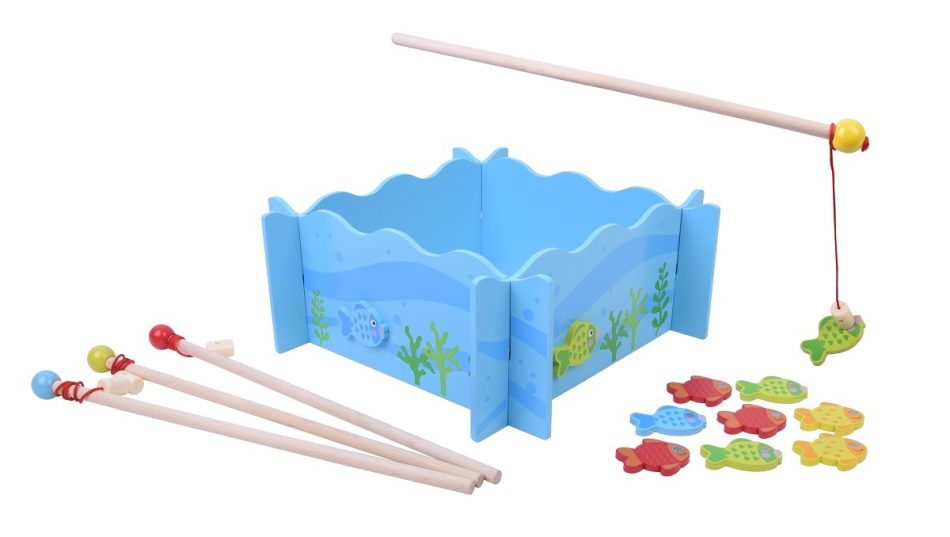 בריכת דגים מעץ Pit toys - משחקי התפתחות לתינוקות, משחקי עץ