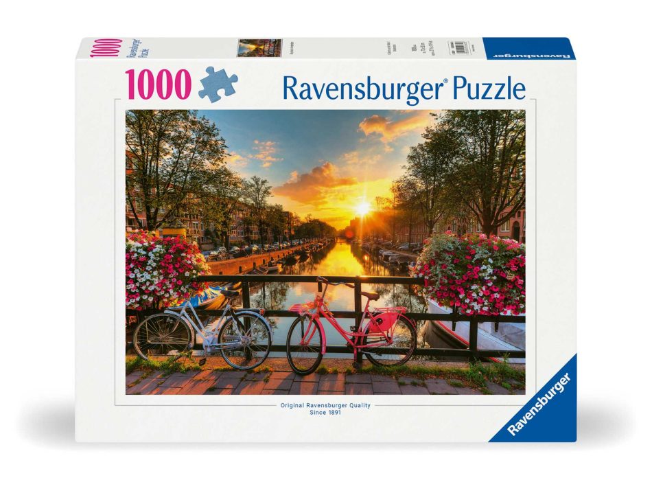 פאזל 1000 חלקים אופנים בשקיעה באמסטרדם Ravensburger - 1000 חלקים, Ravensburger