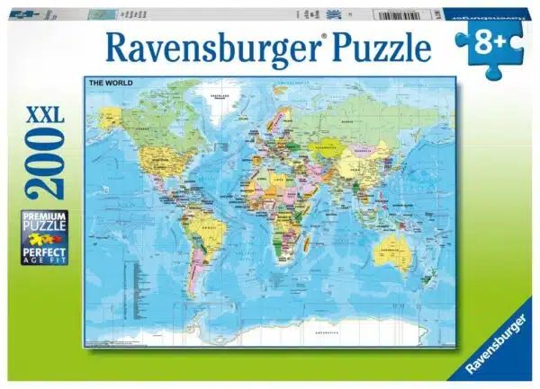 פאזל 200 חלקים מפת עולם Ravensburger - 200 חלקים, Ravensburger