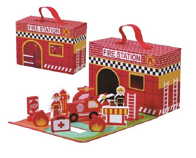 תחנת כיבוי אש מעץ Pit toys - הרכבות ופאזלים לפעוטות, משחקי עץ