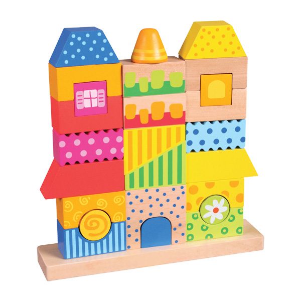 השחלת צורה בית מעץ Pit toys - משחקי התפתחות לתינוקות, משחקי עץ