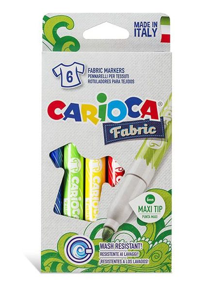 טושים לטקסטיל עבים 6 Carioca - אומנות ויצירה, טושים ומדגישים