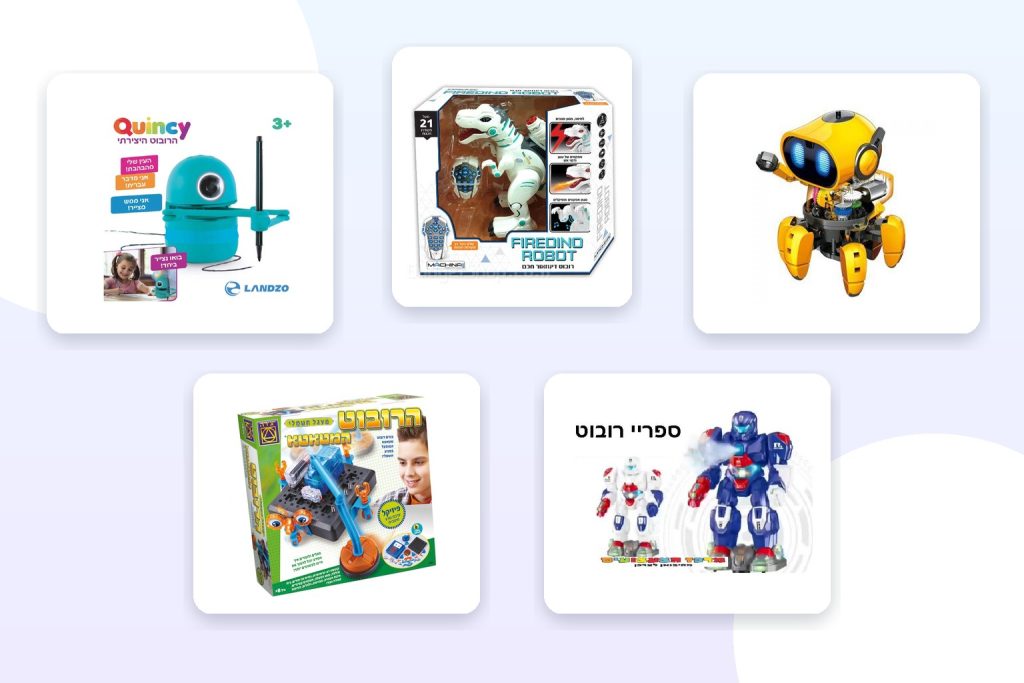 חמישה רובוטים לילדים מסוגי יצירה הרכבה שלט ומדע
